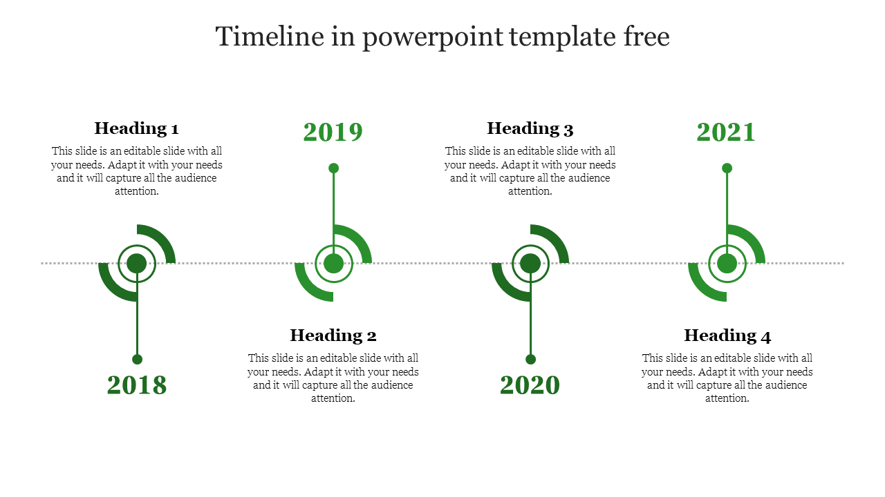 timeline in powerpoint template free-Green